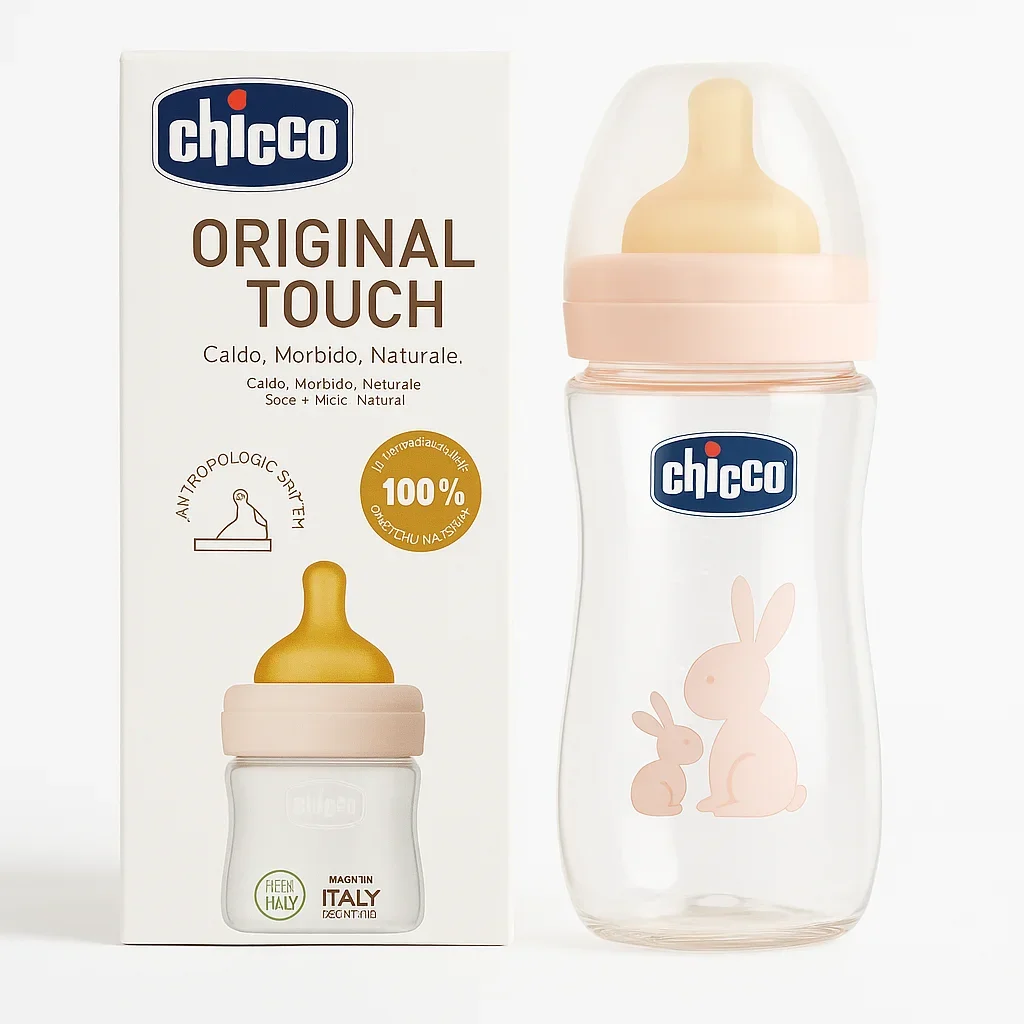 Chicco Glass Anti-Colic Baby Bottle 150ml/240ml – Adjustable Flow, Easy Clean — Feeding — Chikaro