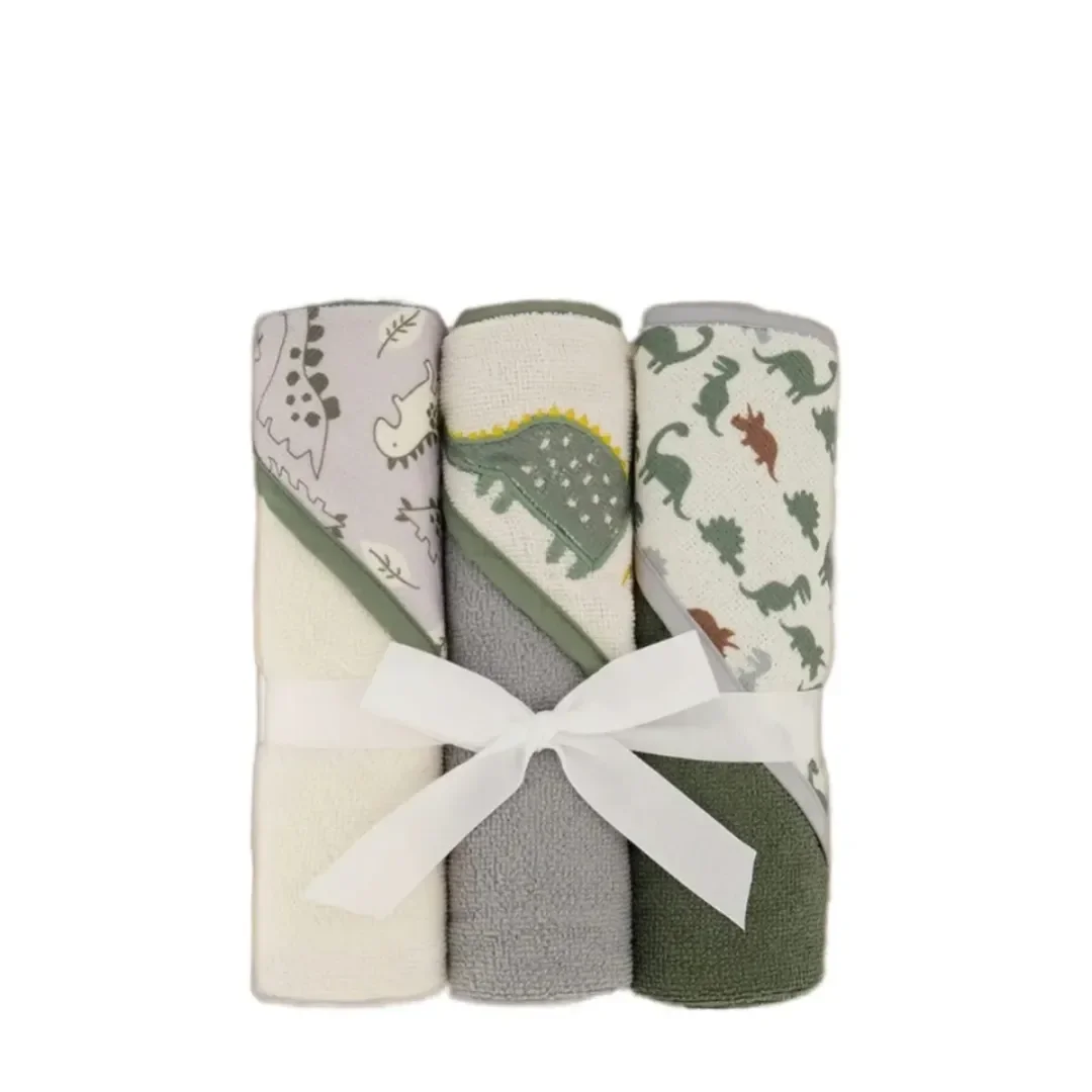 3in1 Hooded Baby Towel Set – Soft Cotton, 3 Pack, Multi-Use — Bath — Chikaro