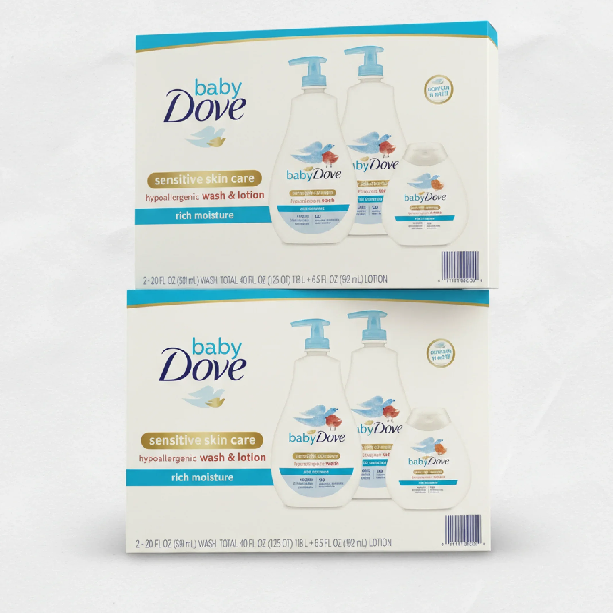Baby Dove Sensitive Skin Hypoallergenic Wash & Lotion, Rich Moisture – 20 oz — Bath — Chikaro