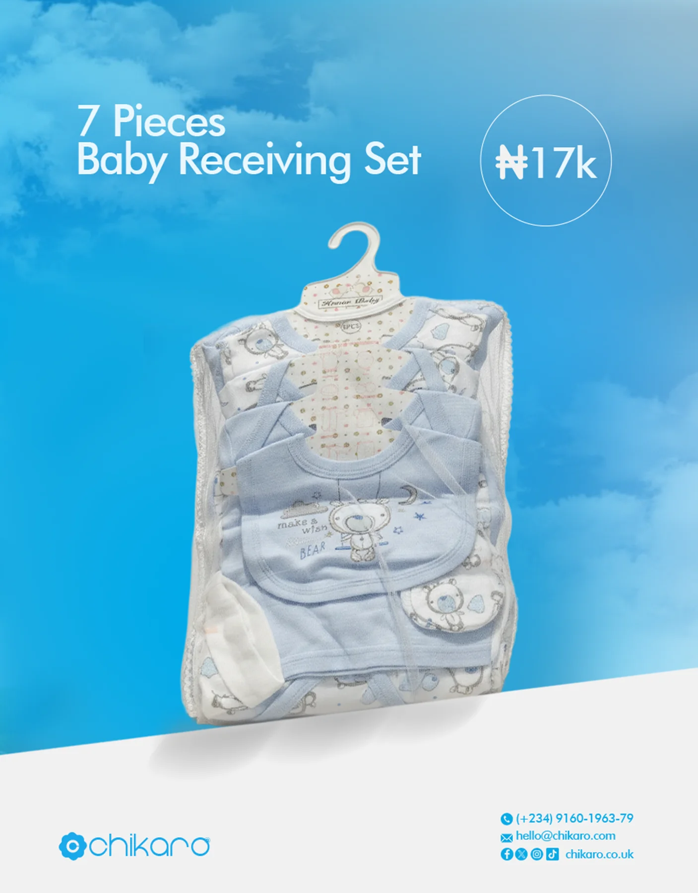 7 Pieces Baby Receiving Set – Complete Comfort & Care Essentials for Newborns — Baby Clothing — Chikaro