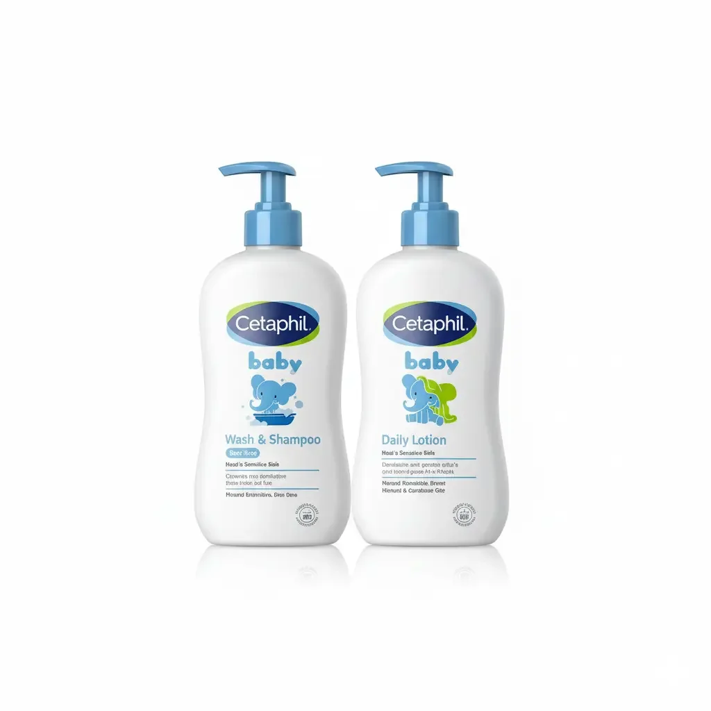Cetaphil Baby Healthy Skin Essentials Kit – 2 Pack (Tear Free Wash & Shampoo and Gentle Daily Lotion) — Bath — Chikaro