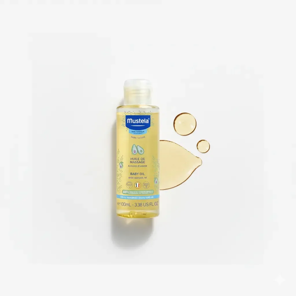 Mustela Baby Oil – with Natural Avocado, Pomegranate &amp; Sunflower Oil – 3.38 fl. Oz — Bath — Chikaro