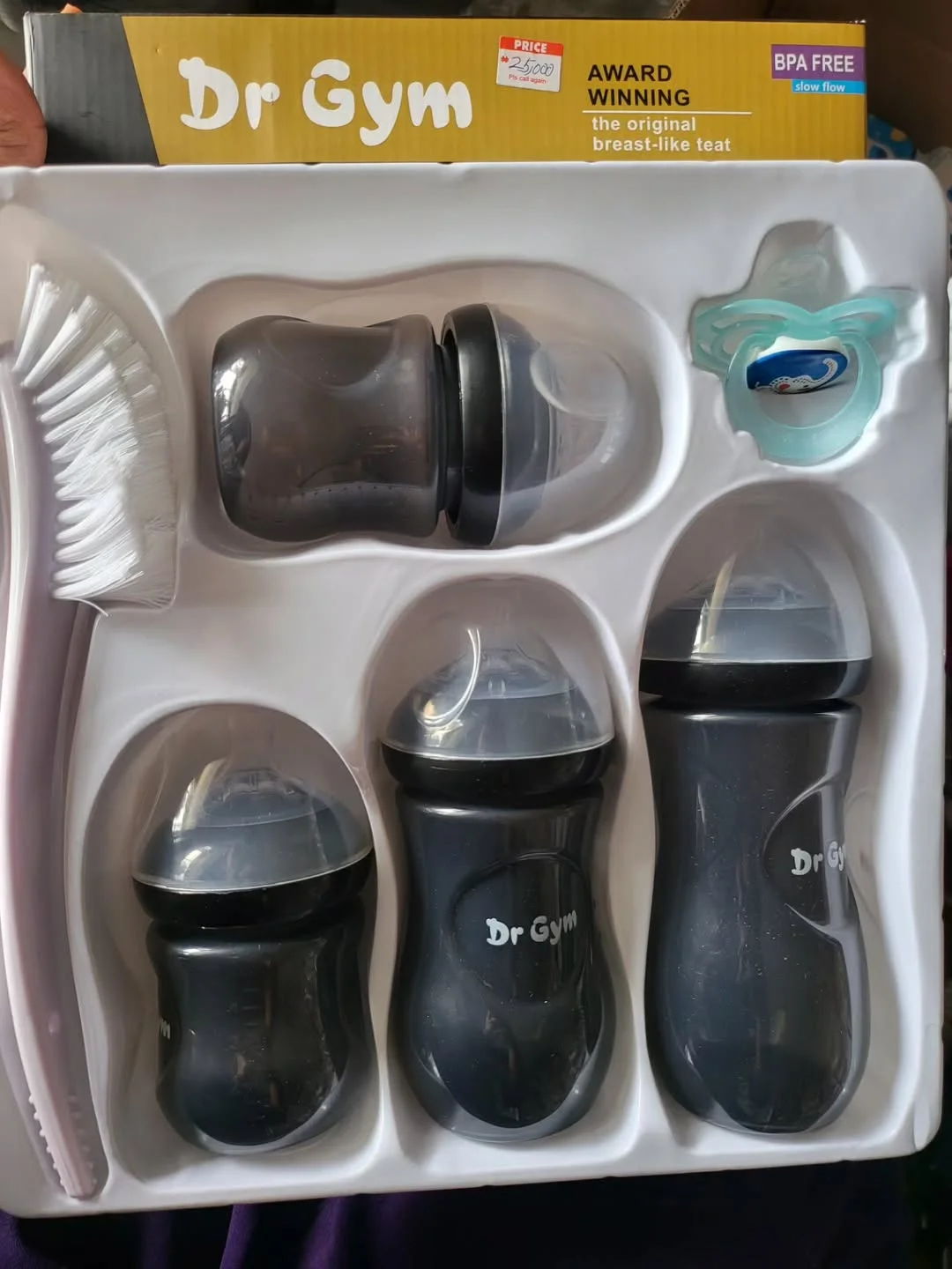 Dr Gym Baby Feeding Bottle Set – 6-Piece Feeding Kit with Bottles, Cleaning Brush & Pacifier — Feeding — Chikaro