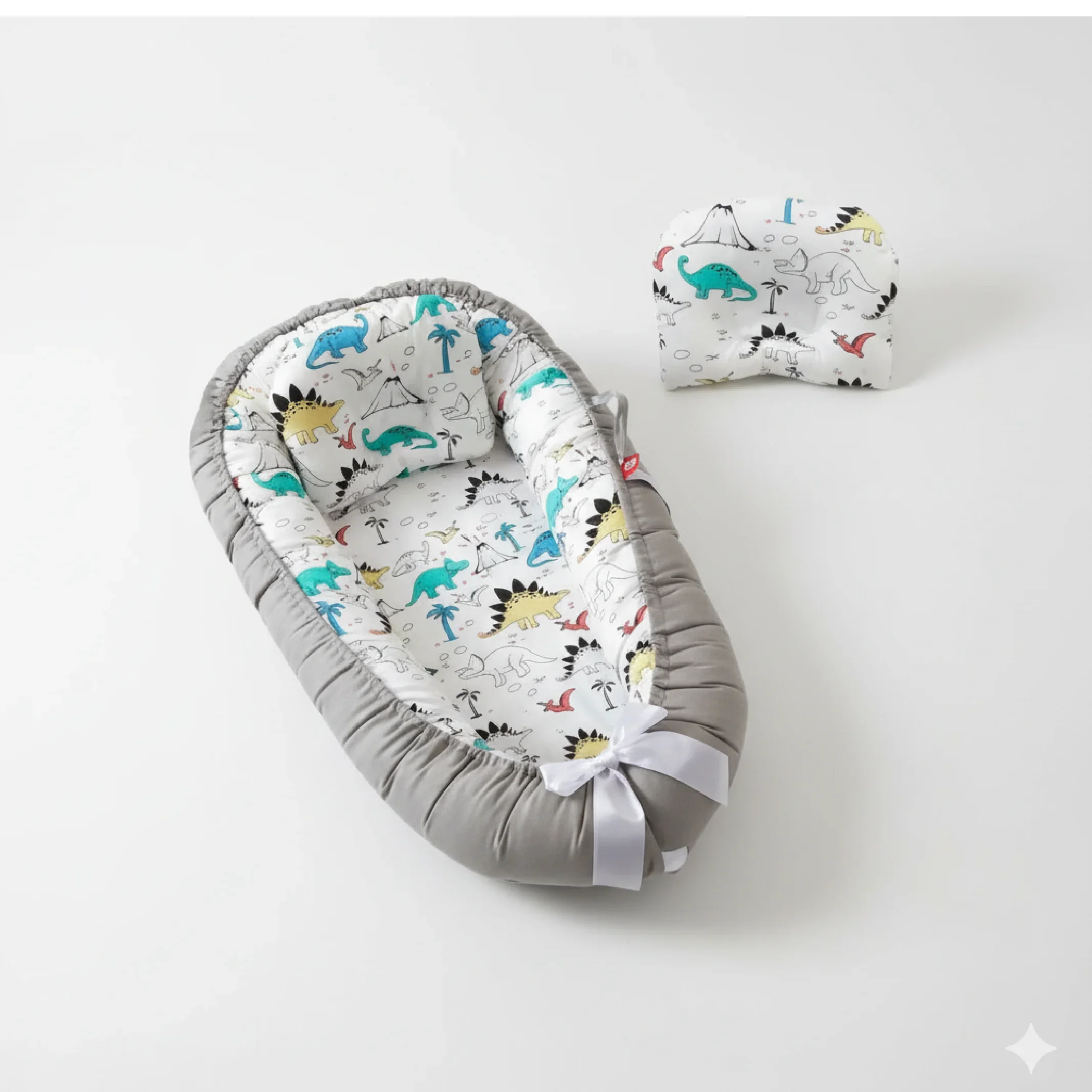 Reversible Baby Nest Crib – Soft Portable Infant Lounger with Double-Sided Design &amp; Head Support Pillow — Nursery — Chikaro