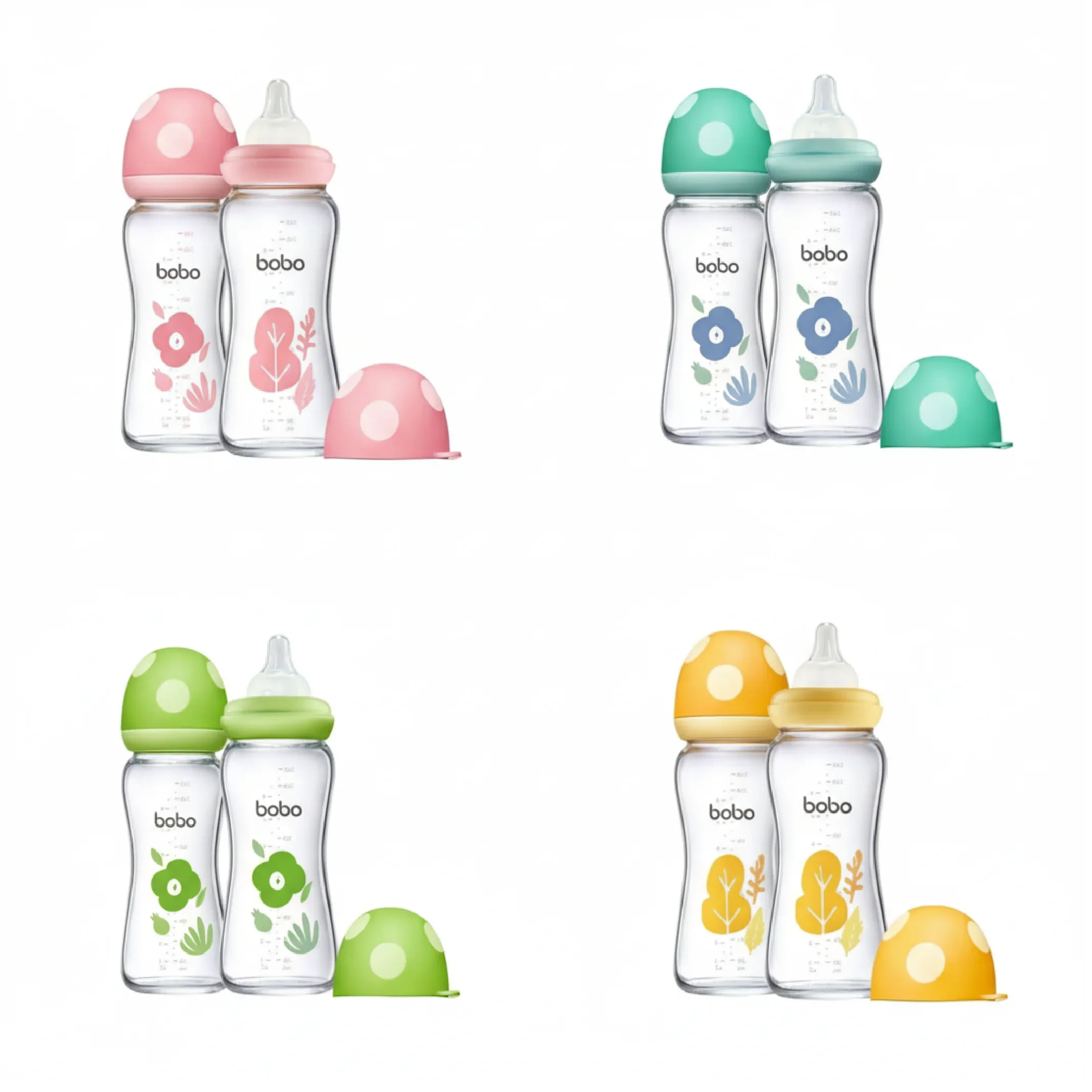Yohkoh Bobo Natural Anti-Colic Glass Baby Bottles – 8.8oz (2 Pack) for 3 Months+ Babies — Feeding — Chikaro