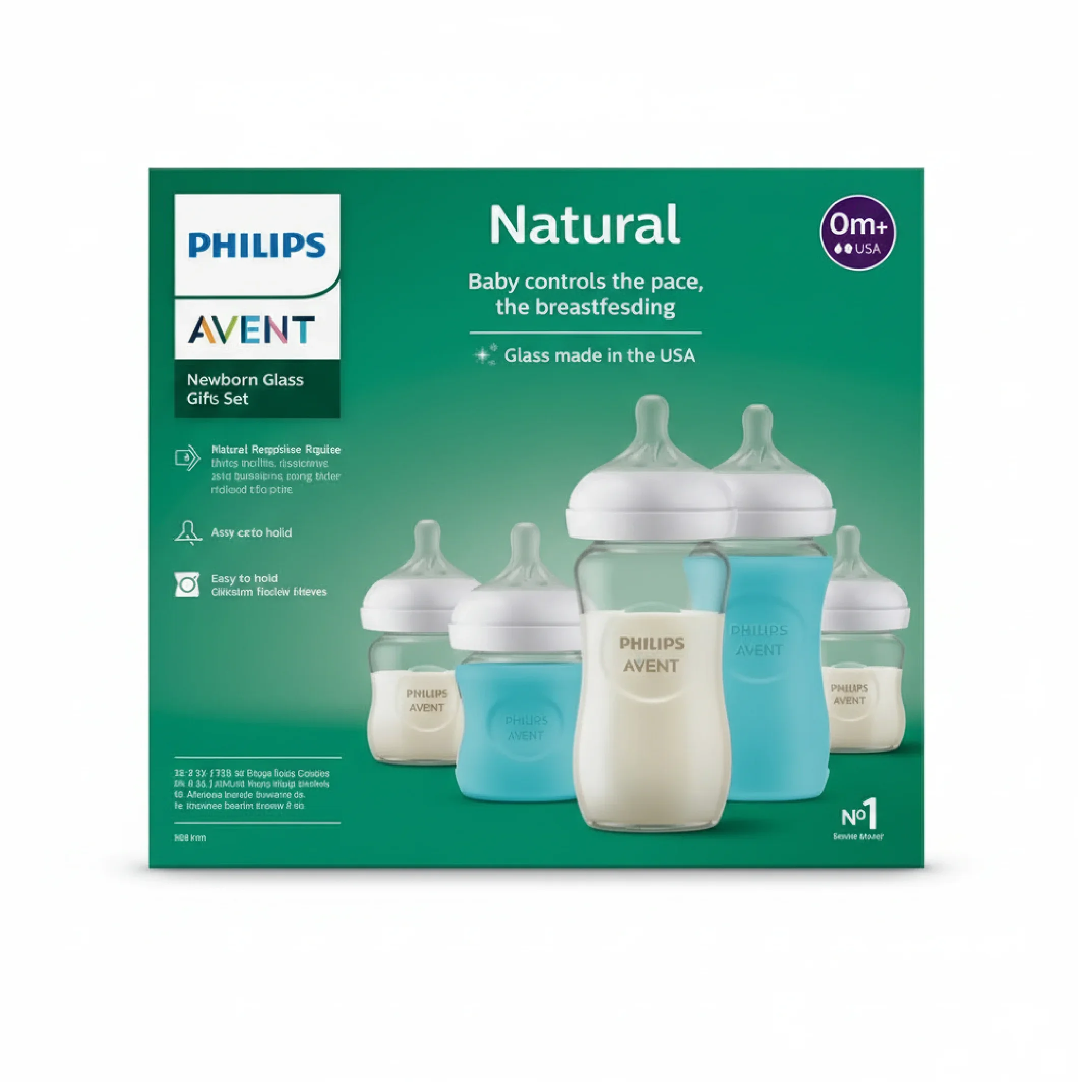 Philips Avent Natural Newborn Glass Bottle Set – Anti-Colic, BPA-Free Feeding Solution with Silicone Sleeves — Feeding — Chikaro