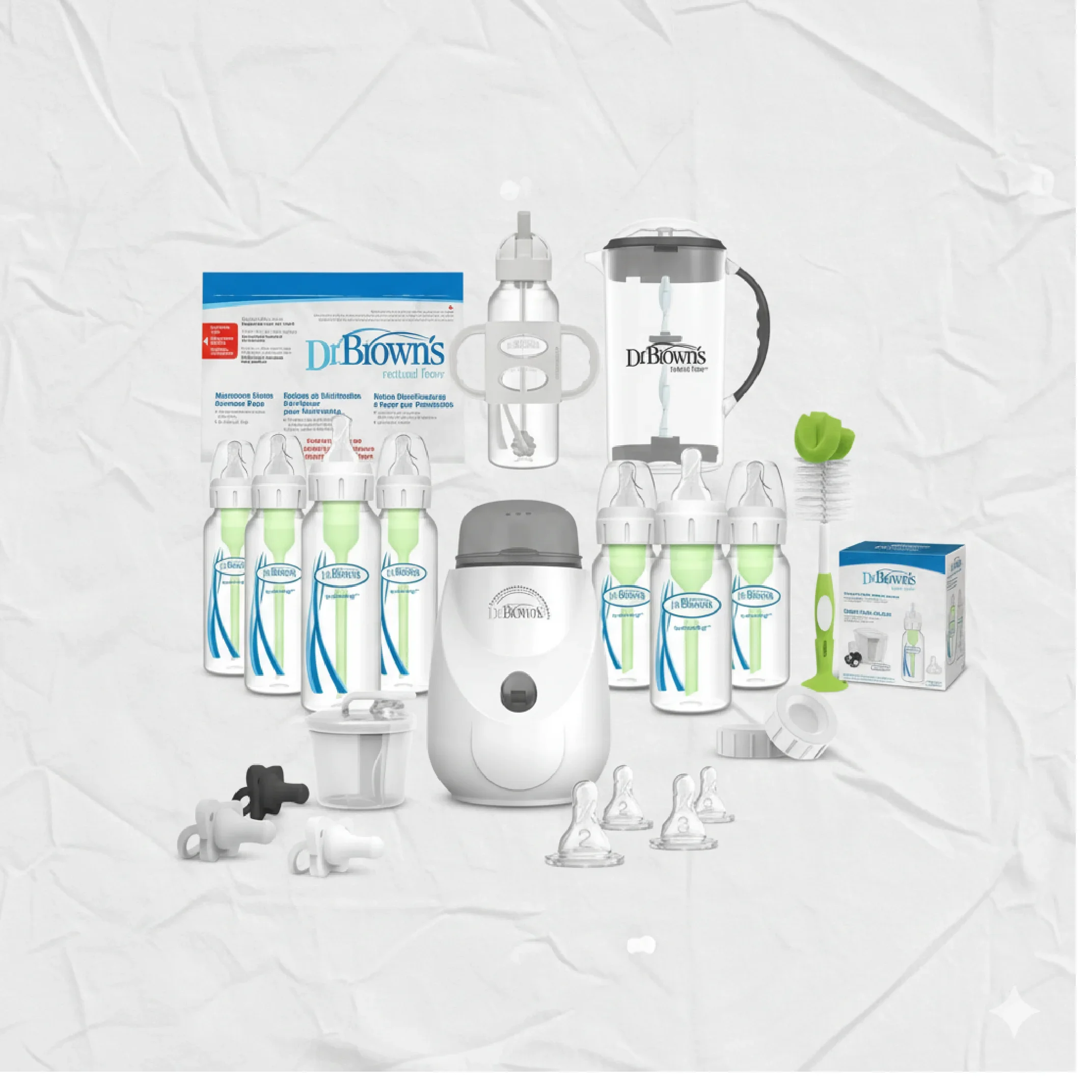 Dr. Brown’s Natural Flow Options+ All-in-One Baby Bottle Gift Set – 38 Piece Complete Feeding Kit — Feeding — Chikaro