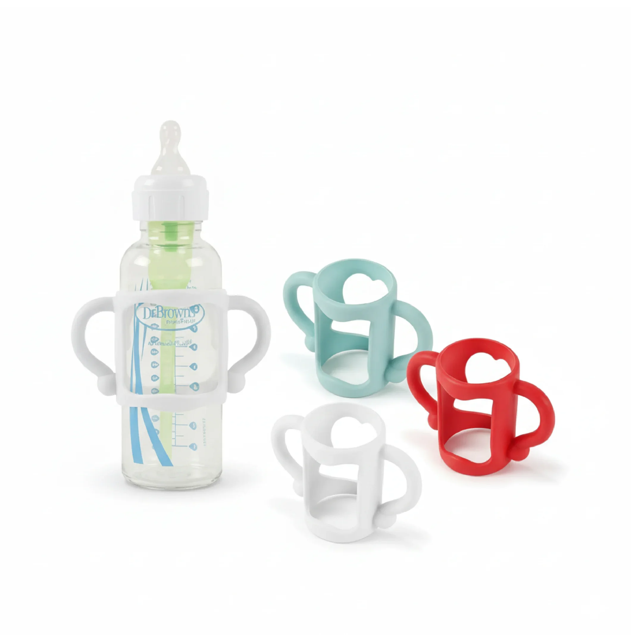 Dr. Brown’s Narrow Baby Bottle Handles 4-Pack – Easy-Grip Silicone Bottle Holders for Independent Feeding — Feeding — Chikaro
